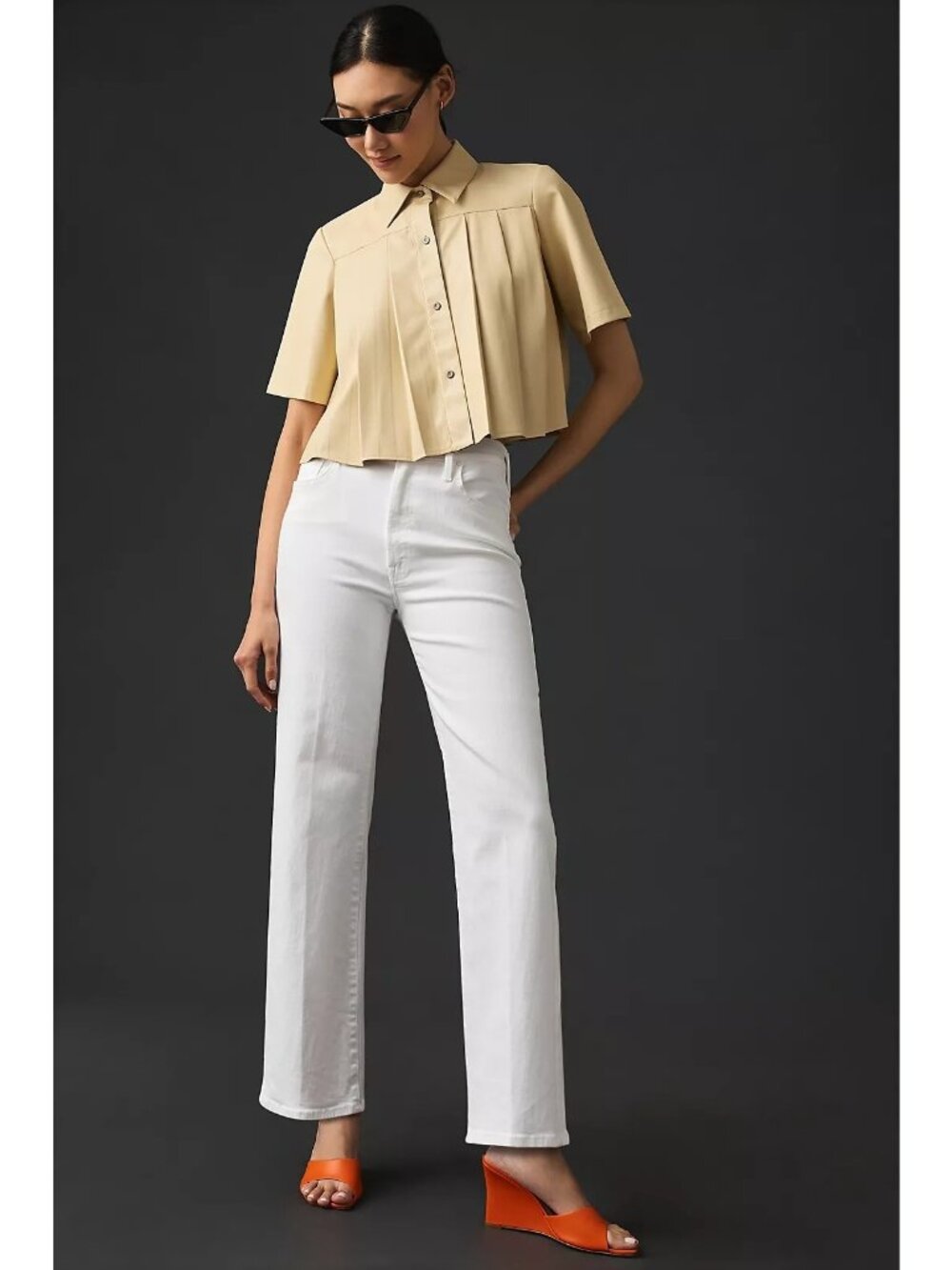 MOTHER The Rambler Zip Ankle Jeans Stretch Wide Leg Fairest Of Them All